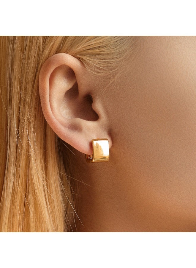 نوريش أقراط بتصميم بسيط وأنيق، مطلية بذهب عيار 18 قيراط، مصنوعة من معدن متين، حلقات فريدة وعصرية، مجوهرات بسيطة وعصرية للنساء - Image 2