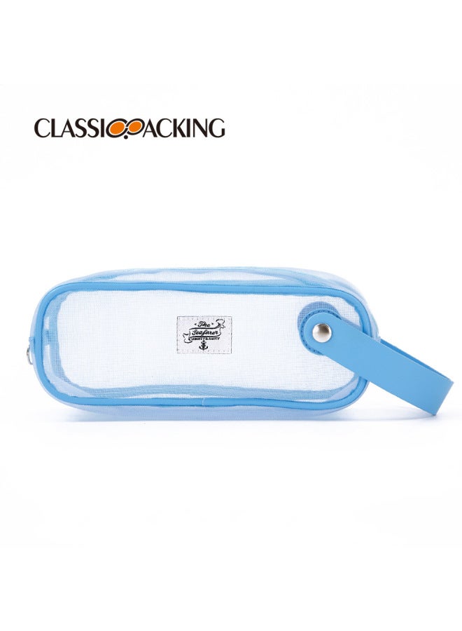 classicpacking Custom Simple Small Fresh Zipper Bag Student Pencil Stationery Bag Mesh Transparent Portable Large Capacity Pencil Case - Image 1