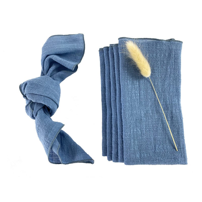 EHLDekol Gauze Cloth Napkins 6 Pack 16x16 Inches 100 Natural Soft Cotton Weddings Decorative Parties Family Everyday Use Bulk Linen Dinner Napkins Blue 6 Pack