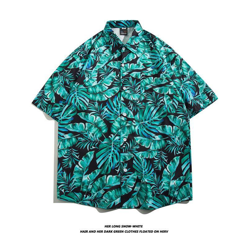 Summer Ins Vintage Floral Printed Short-Sleeved Shirt Men'S Fashion Brand Street Bf Lazy Style Couple Flower Shirt Jacket - Image 1