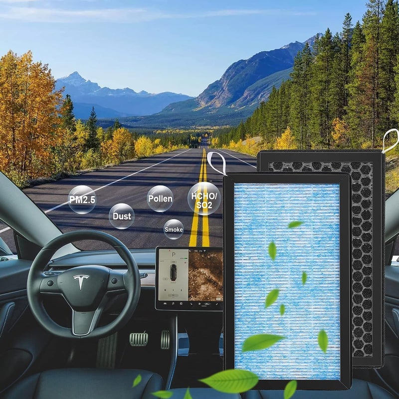 Zikra 2 Pack Cabin Air Filter Replacement for Tesla Model 3, HEPA Cabin Air Filter Tesla Accessories Compatible with Tesla Model Y Model 3 2016 to 2023 - Image 2