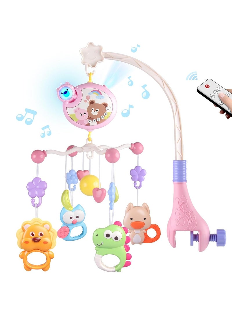 NNEWVANTE Crib Mobile with Music and Lights, Baby Mobiles for Cribs, Nursery Musical Mobile for Bassinets Toys Hanging Girls Boys, Pack and Play Space Portable Animal Mobile Hanger Arm Clip On Attachment - Image 1