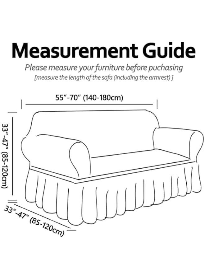 بيوينتي غطاء اريكة من السيد بي قطعة واحدة سهل التركيب وقابل للتمدد مع تنورة متين وقابل للغسل وعالي المرونة وواقي اثاث عالمي (بيج، مقعدين)، البوليستر - Image 4