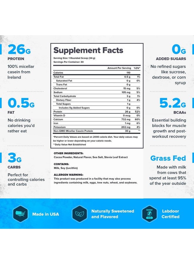 LEGION Casein+ Casein Protein Powder (Dutch Chocolate) - Slow-Release Micellar Casein Protein Powder - Non-GMO, Gluten-Free & Naturally Sweetened Casein Powder from Grass-Fed Cows (30 Servings) - Image 1