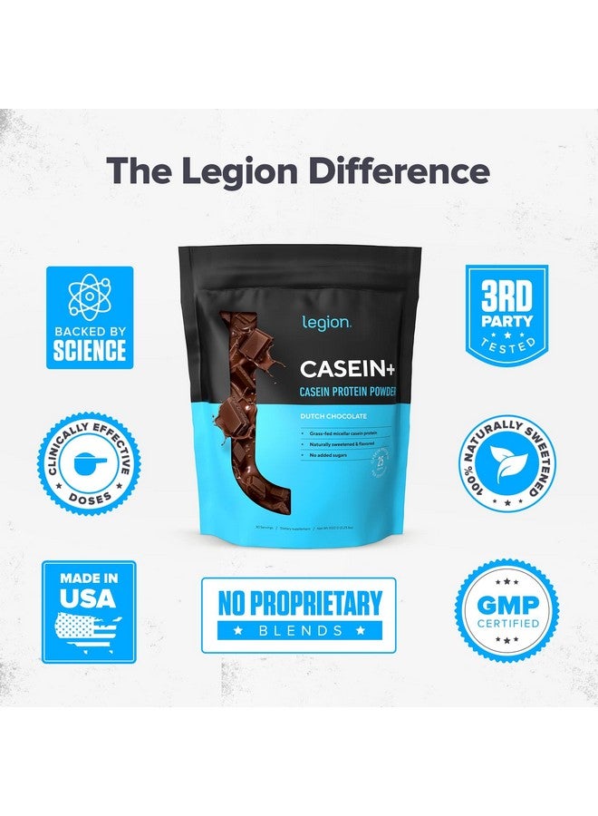 LEGION Casein+ Casein Protein Powder (Dutch Chocolate) - Slow-Release Micellar Casein Protein Powder - Non-GMO, Gluten-Free & Naturally Sweetened Casein Powder from Grass-Fed Cows (30 Servings) - Image 3