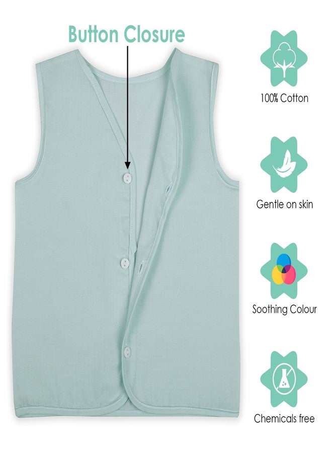 BabyMoo Solid Front Button Cotton Jhablas - Pack of 5, Pink and Multicolour, Cotton, Newborn Size, for Baby Boys and Girls, Sleeveless Vests Age 0-3 Months - Image 3