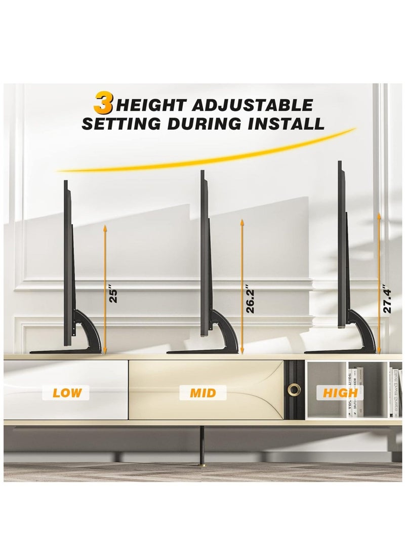 BGM 5Rcom TV Stand Mount, Universal TV Stand Tabletop for 22 to 65 inch Plasma LCD LED Flat Screen TVs, TV Legs, Holds up to 88lbs, Max VESA 800 x 500mm, Height Adjustable TV Base, TV Stand - Image 3