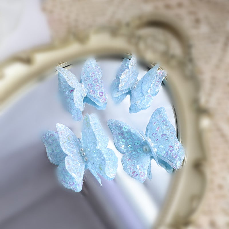 Butterfly Birthday Cake Toppers Elegant Mothers Day Decor Two big and two small blue butterflies 