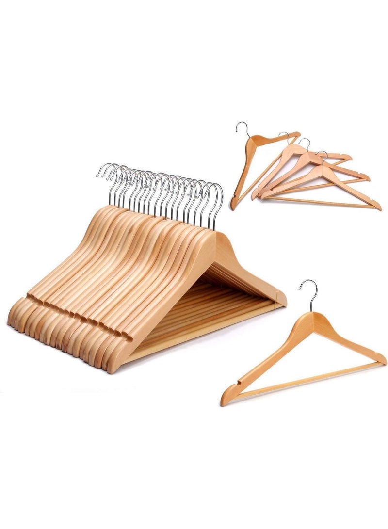 Generic 60-Piece Natural Wooden Clothes Hangers – Heavy-Duty Durable Design for Shirts, Suits, Dresses & Pants - Image 2