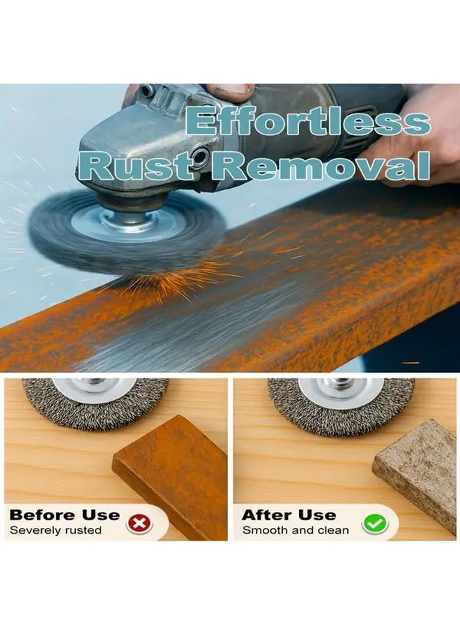 10 Piece Drill Wire Brush Set 1 4 Inch Hex Handle Rust Removal - Image 5