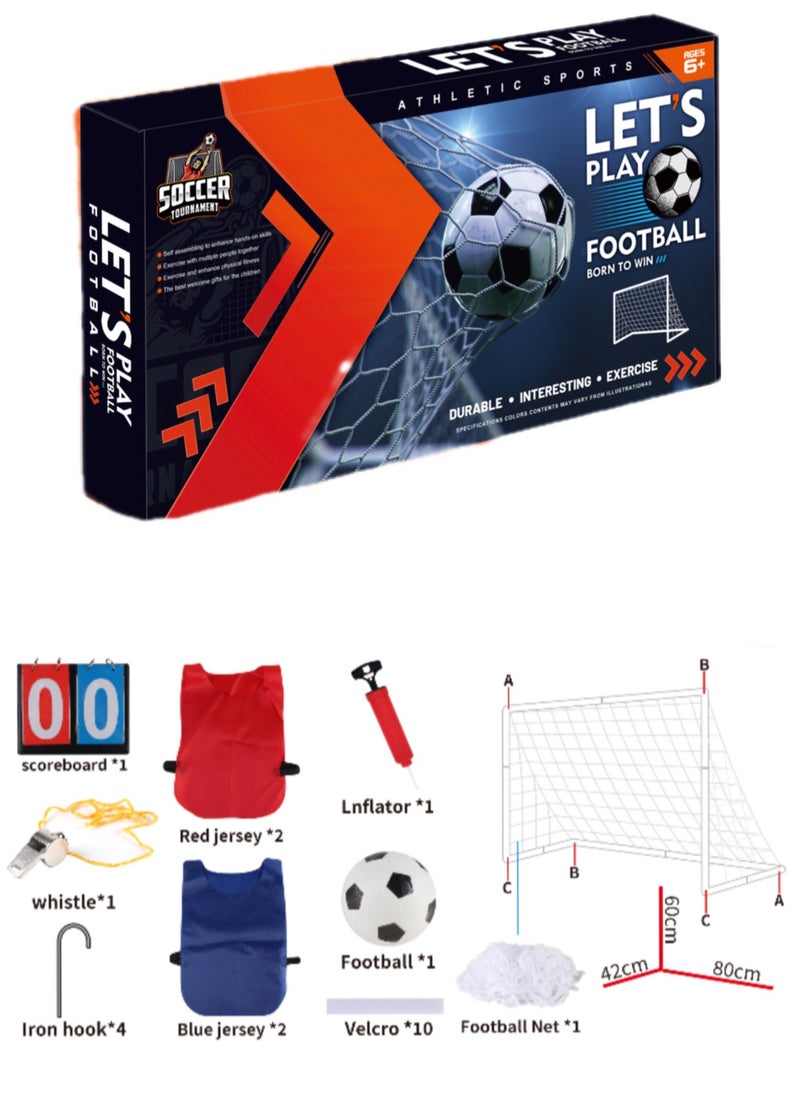 JoyousSto Sports Mini Soccer Goal Set,Indoor Mini Net + FootBall Set with Pump +4 football jerseys + whistle + scoreboard - Portable Folding Football Goal Set for Kids,Kids Soccer Goals for The Garden/Indoor/Outdoors Soccer Toy 80*60CM  - Image 3