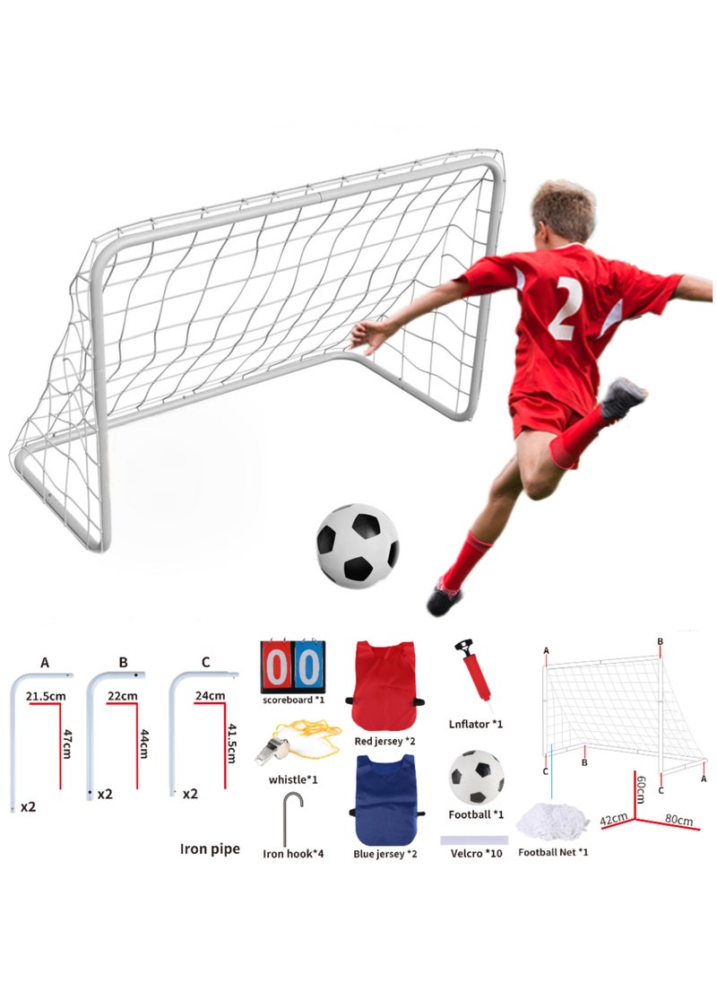 JoyousSto Sports Mini Soccer Goal Set,Indoor Mini Net + FootBall Set with Pump +4 football jerseys + whistle + scoreboard - Portable Folding Football Goal Set for Kids,Kids Soccer Goals for The Garden/Indoor/Outdoors Soccer Toy 80*60CM  - Image 1