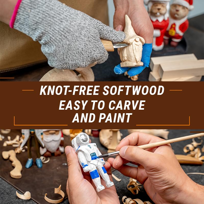 BeaverCraft مجموعة كتل نحت الخشب من بيفر كرافت BW12 قطع - خشب غير مشغول، خشب ناعم للنحت - Image 3