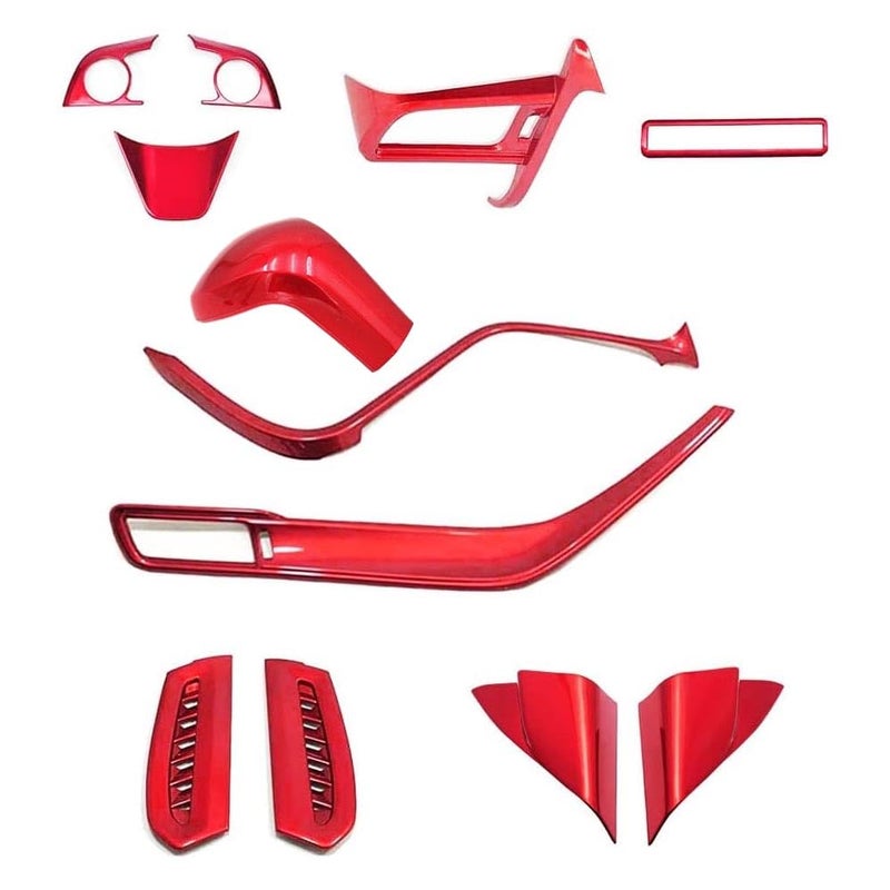 XITER ABS Red Instrument Panel Console Center Frame Decorative Air Outlet Trims Steering Wheel Cover molding Automotive Full set of car interiors For Toyota Camry 20182024 Red