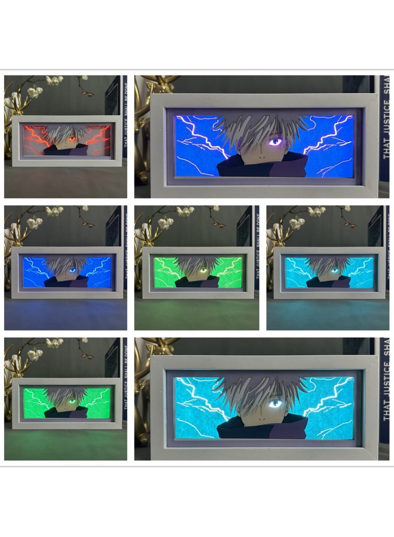 general Jujutsu Huisen anime paper carving lamp Gojo Satoru photo frame lamp RGB remote control night light bedroom bedside - Image 3