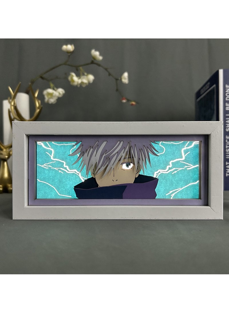 general Jujutsu Huisen anime paper carving lamp Gojo Satoru photo frame lamp RGB remote control night light bedroom bedside - Image 1