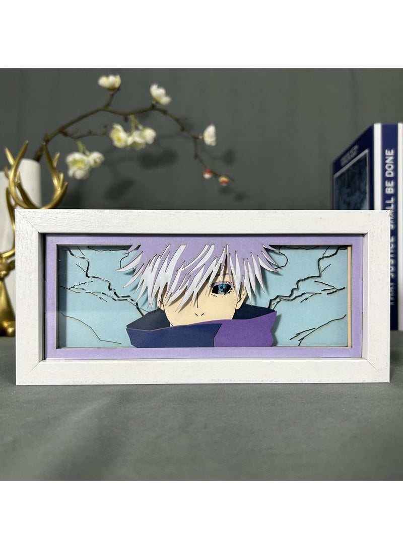 general Jujutsu Huisen anime paper carving lamp Gojo Satoru photo frame lamp RGB remote control night light bedroom bedside - Image 2
