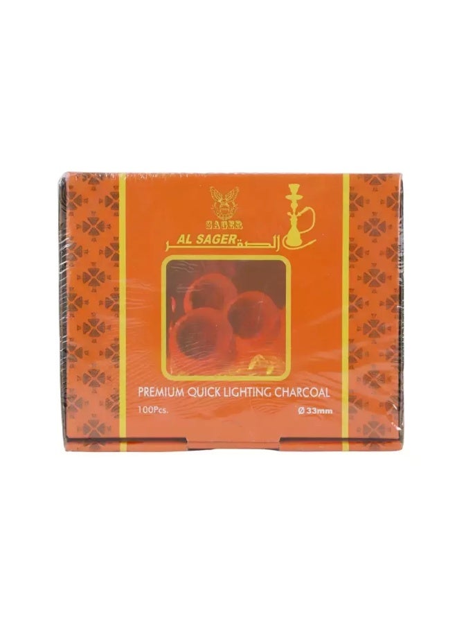 Al Sager Premium Quick Lighting And Long Lasting Charcoal Briquets- 100pcs  - Image 1