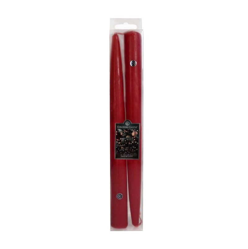 Colonial Candle Unscented Red Taper Candle, 10 inch, Pack of 2 - Up to 8 Hours Burn - Image 1