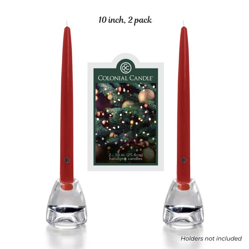 Colonial Candle Unscented Red Taper Candle, 10 inch, Pack of 2 - Up to 8 Hours Burn - Image 2