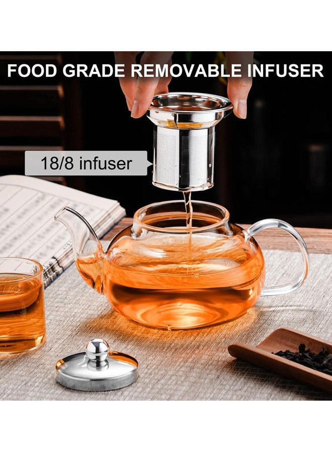 Trust Borosilicate Glass Tea Pot With Stainless Steel Lid & Infuser Clear 800ML  - Image 3