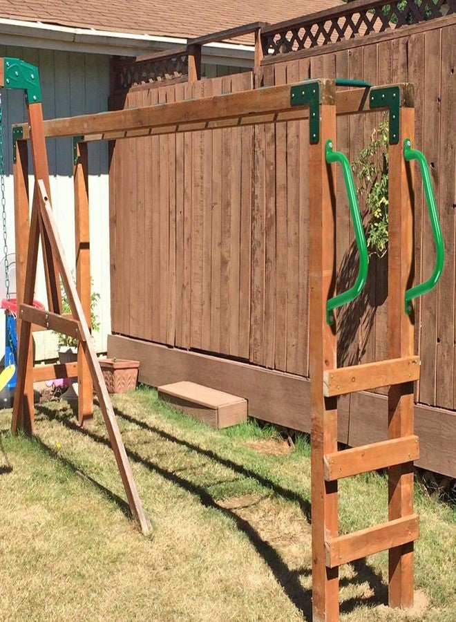 Purife 17'' Metal Playground Safety Handle (Set of 2), Outdoor Swing Set Safety Grab Bar, Playset Handles, Hand Grips for Playhouse, Treehouse Jungle Gym - Green - Image 5