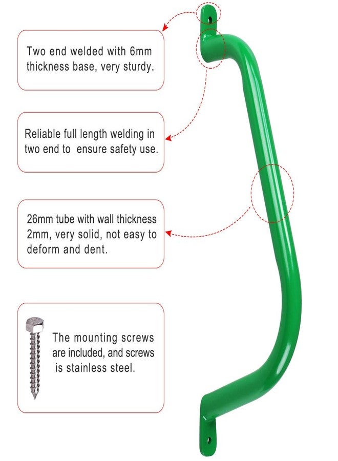 Purife 17'' Metal Playground Safety Handle (Set of 2), Outdoor Swing Set Safety Grab Bar, Playset Handles, Hand Grips for Playhouse, Treehouse Jungle Gym - Green - Image 3