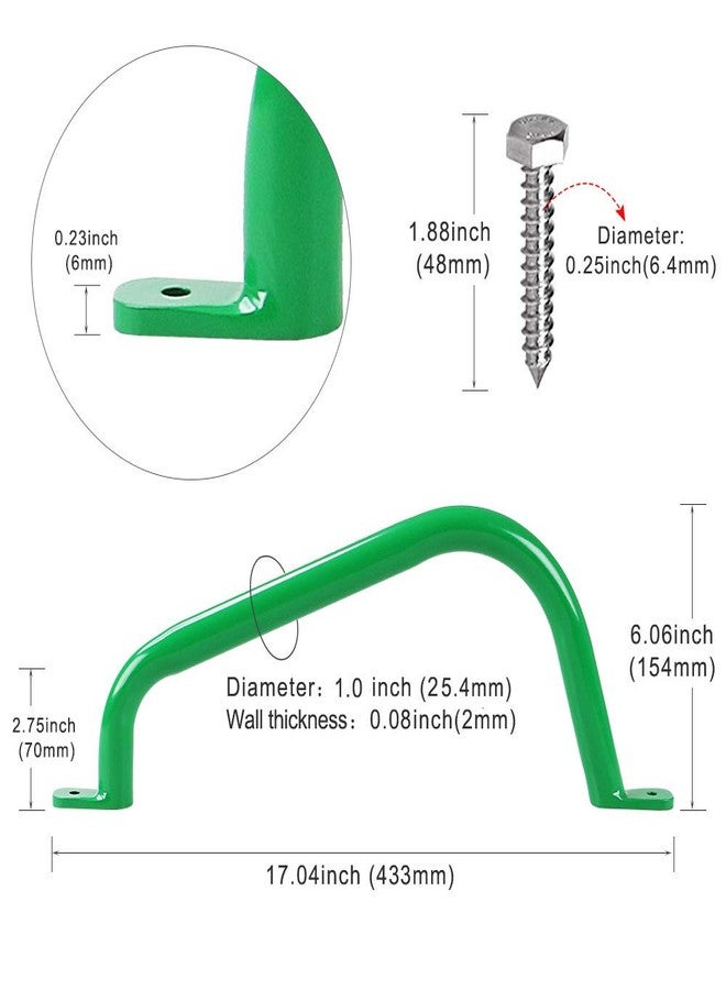 Purife 17'' Metal Playground Safety Handle (Set of 2), Outdoor Swing Set Safety Grab Bar, Playset Handles, Hand Grips for Playhouse, Treehouse Jungle Gym - Green - Image 4