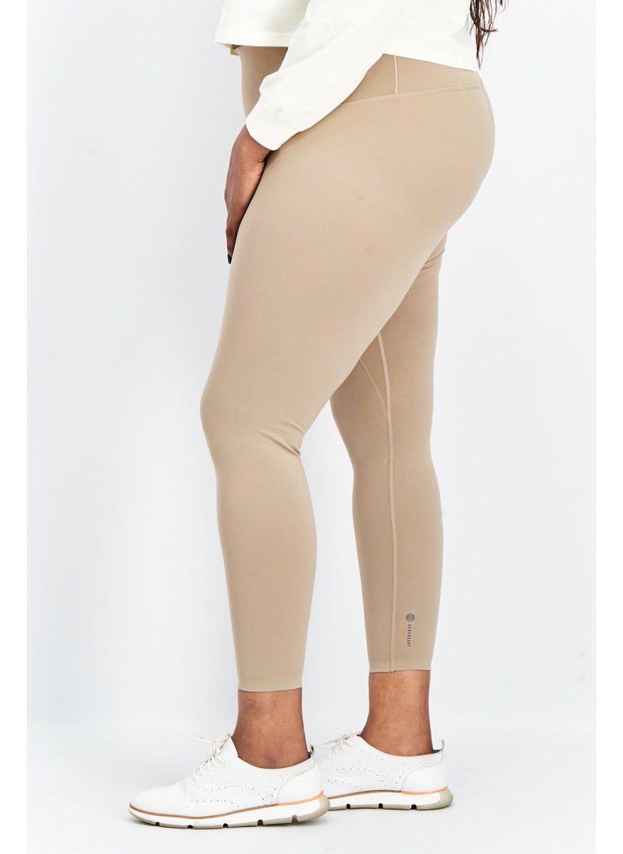 Adidas Women Plus Size Training Leggings, Taupe  - Image 3