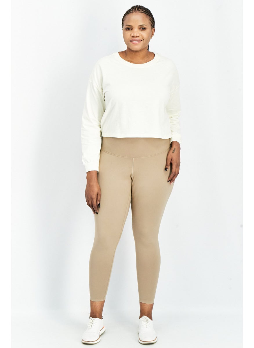 Adidas Women Plus Size Training Leggings, Taupe  - Image 2