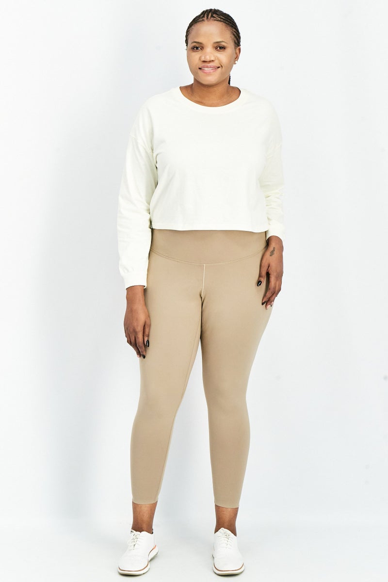 Adidas Women Plus Size Training Leggings, Taupe - Image 2