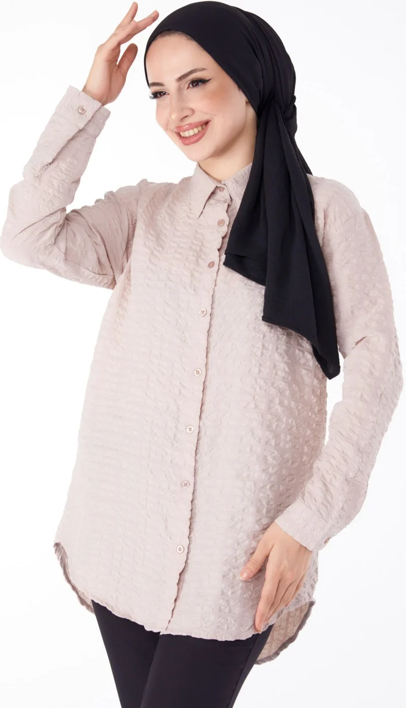 Tofisa Plain Shirt Collar Women's Mink Shirt - 25606