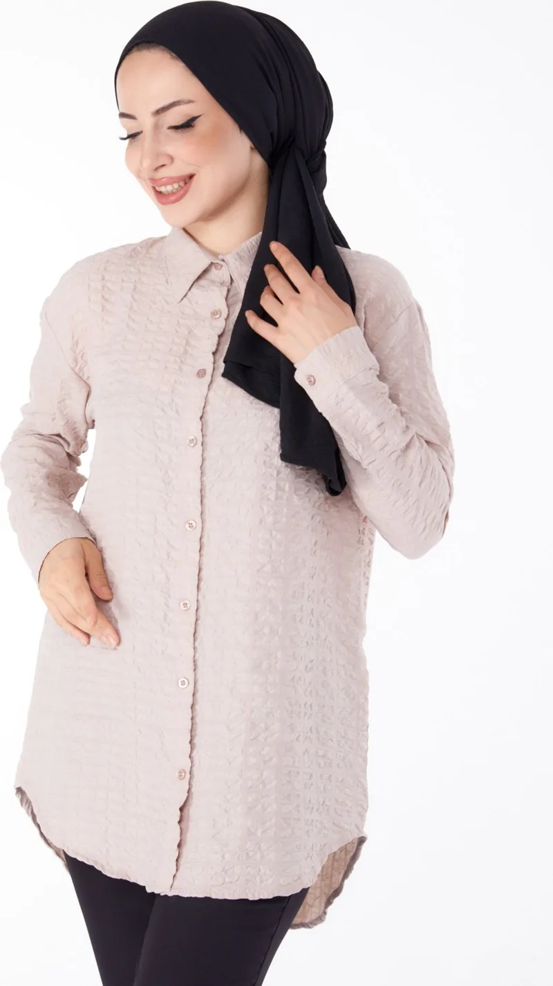 Tofisa Plain Shirt Collar Women's Mink Shirt - 25606