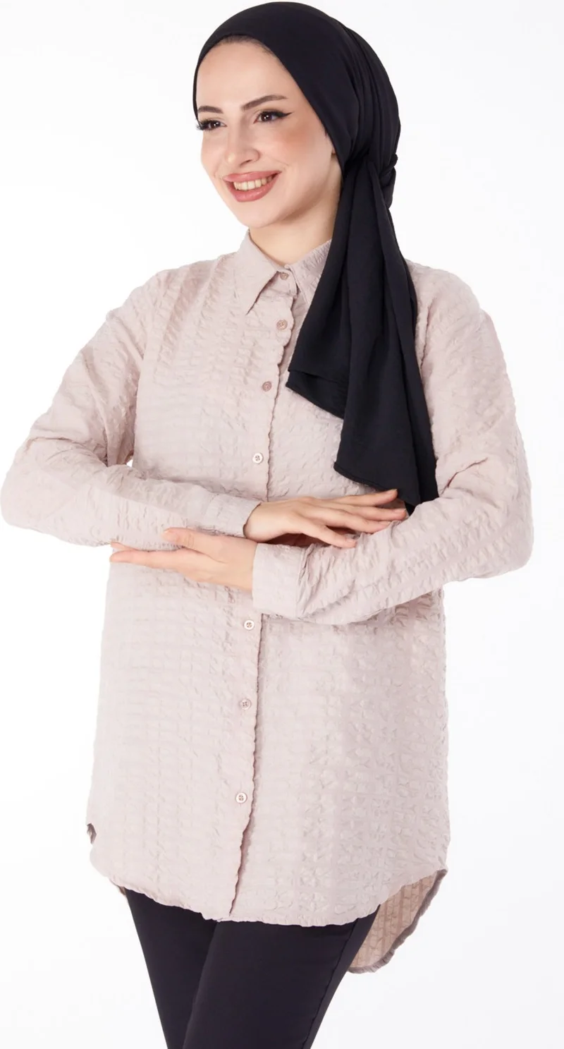 Tofisa Plain Shirt Collar Women's Mink Shirt - 25606
