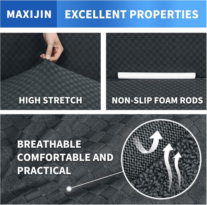 MAXIJIN Chair Covers for Living Room, Super Stretch Jacquard Chair Cover with Armrests for Dogs, 1 Piece Chair Cover for Sofa (1 Seater, Jacquard Grey) - Image 5