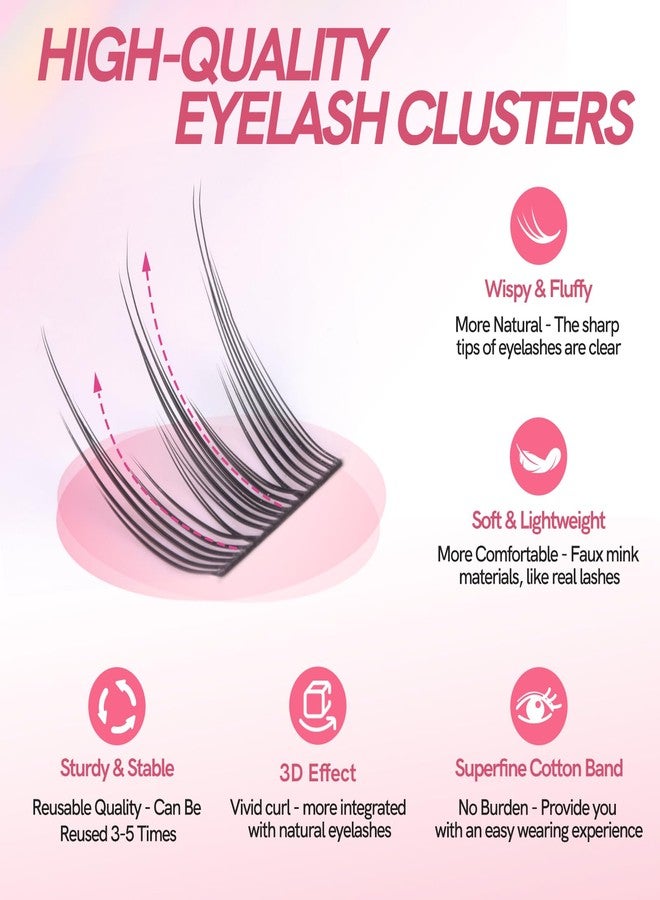 MLEN DIARY Natural Lash Extension Kit 105Pcs Cluster Lashes 10-13MM Wispy Eyelash Extensions Individual Lashes Kit with Lash Bond and Remover Tweezers DIY at Home by MLEN DIARY(Candy Style) - Image 3