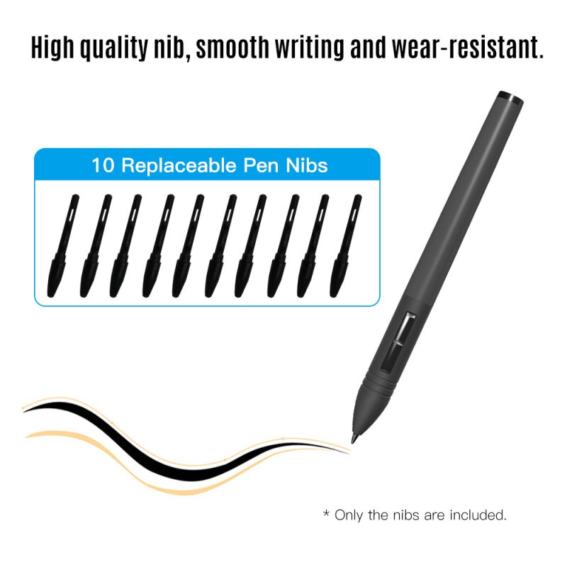 Stylus Nibs 10 Pcs Black High Quality Durable Plastic - Easy To Replace Drawing Nibs for Huion PEN68/PEN80 Stylus Graphic Tablet Artists - Image 2