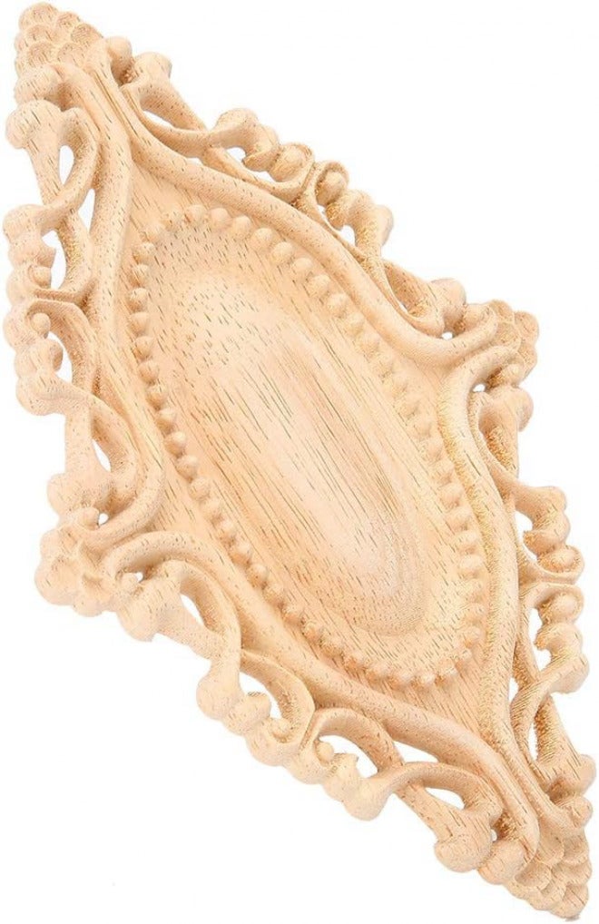 Wood Carved Decal, Exquisite Carved Wood Flower Pattern Unpainted Carving Applique for Home Wall Furniture Decor, with Rubber Material, for Cabinet Window Door Decoration - Image 3