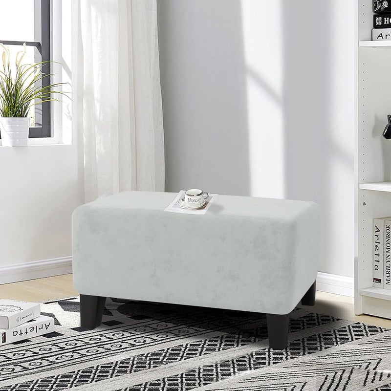 MAXIJIN Velvet Ottoman Cover Rectangular Stretch Square Ottoman Covers Slipcover Rectangle Washable Foot Stool Cover Thick Storage Protector with Elastic Bottom (Ottoman Large, Silver Grey) - Image 2