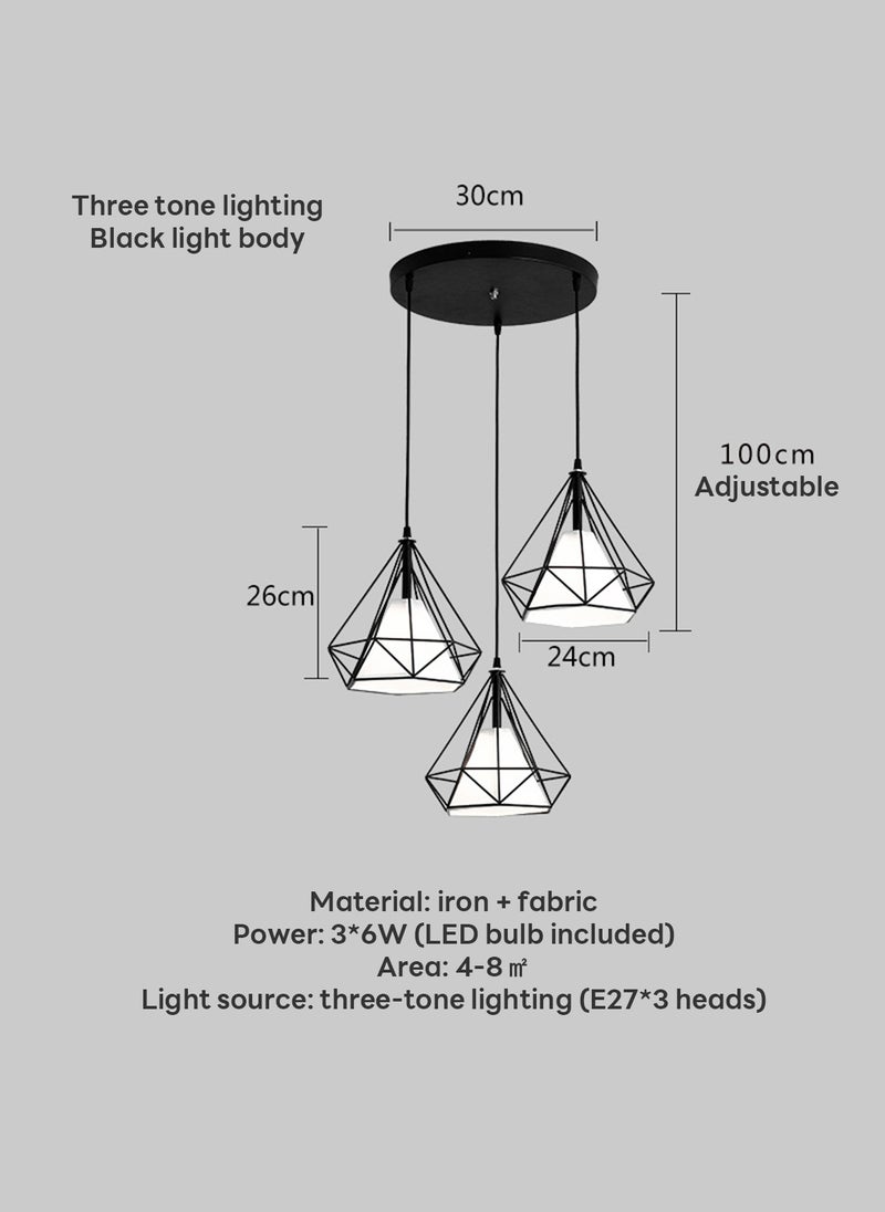 Modern and Simple LED 3-Color Light-Adjustable Chandelier, Suitable for Homes, Restaurants, and Bars