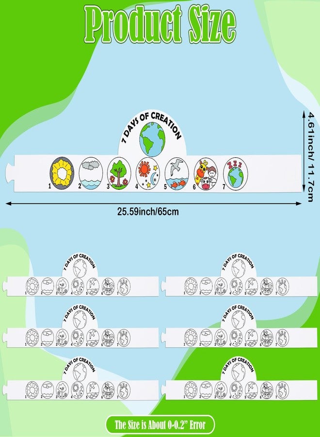 LemonSecret 24 Sets 7 Days of Creation Craft for Kids Bible Crown Crafts DIY Coloring The Creation Story Hat for Religious Sunday School VBS Home Christian Preschool Classroom Activities - Image 2
