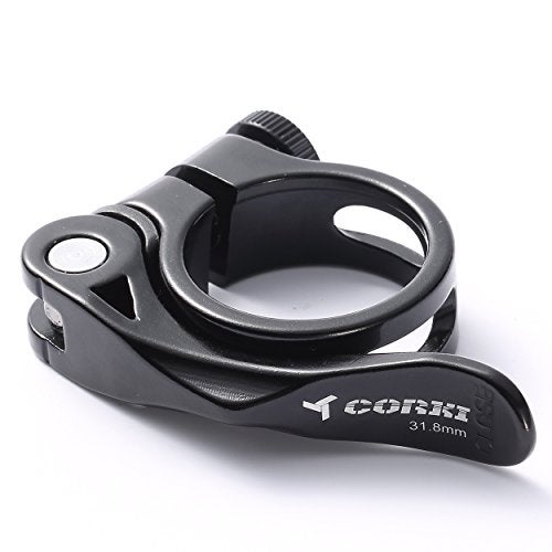 Corki Cycles 31.8MM Quick Release Bicycle Seatpost Clamp, Sandblasting Anodised Aluminum Alloy Black KC89 - Image 1