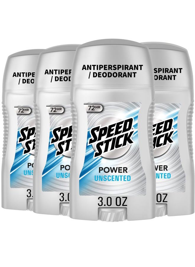 Speed Stick Men's Antiperspirant Deodorant, Unscented, 3 Ounce, 4 Pack - Image 1