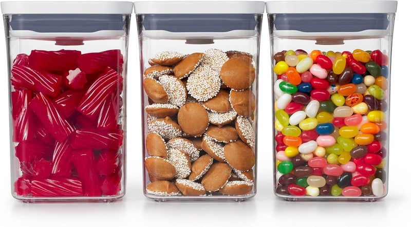 OXO OXO Good Grips 3PC Small Square Short POP Container Set WhiteGrey  - Image 1