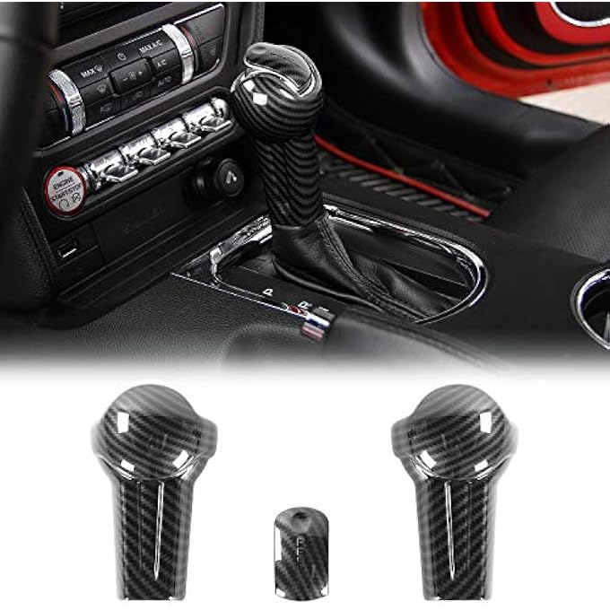 rayihni Carbon Fiber Gear Shift Knob Cover Trim Fit for Ford Mustang 2015 2016 2017 2018 2019 Interior Accessories - Image 2