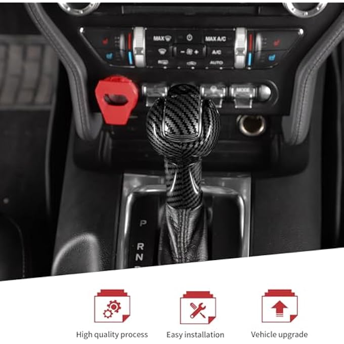 rayihni Carbon Fiber Gear Shift Knob Cover Trim Fit for Ford Mustang 2015 2016 2017 2018 2019 Interior Accessories - Image 3