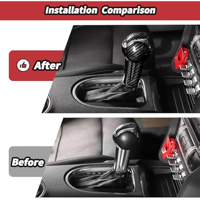 rayihni Carbon Fiber Gear Shift Knob Cover Trim Fit for Ford Mustang 2015 2016 2017 2018 2019 Interior Accessories - Image 4