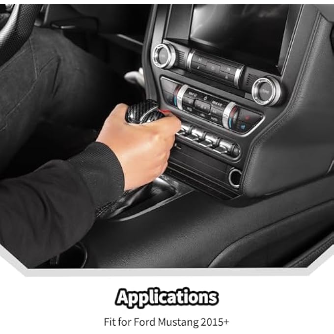 rayihni Carbon Fiber Gear Shift Knob Cover Trim Fit for Ford Mustang 2015 2016 2017 2018 2019 Interior Accessories - Image 5