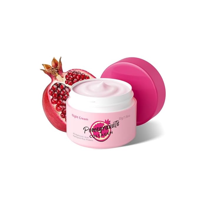 Collagen Night Cream, Hydrating Moisturizing Sleep Face Cream with Pomegranate Extract, Lightweight Non-Greasy Silky Texture, Lasting Comfort Overnight, Gentle Skin-Friendly For All Skin Types