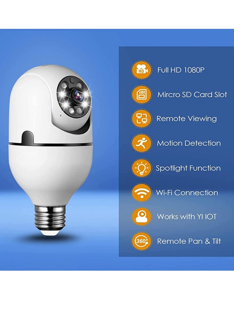 ELTRAZONE - Pan Tilt Security Light Camera V380 130W dpi Smart Wireless WIFI Full Color Bulb Camera 2.4Ghz 360 Degree E27 Panoramic IP Camera - Image 1